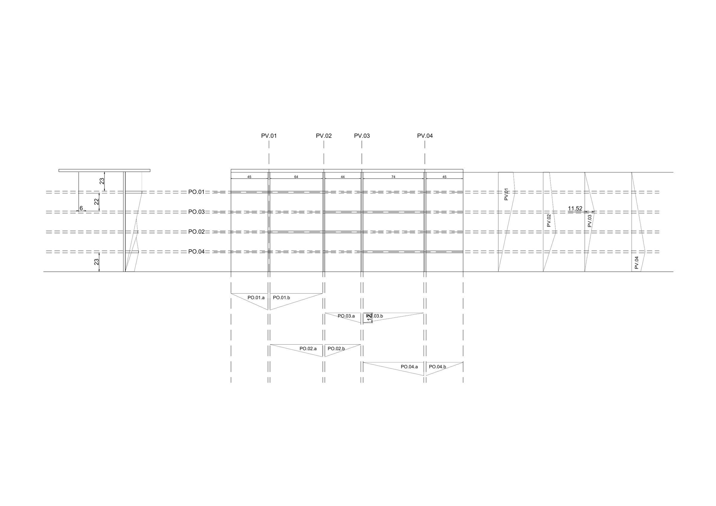 Disegno tecnico della libreria artigianale