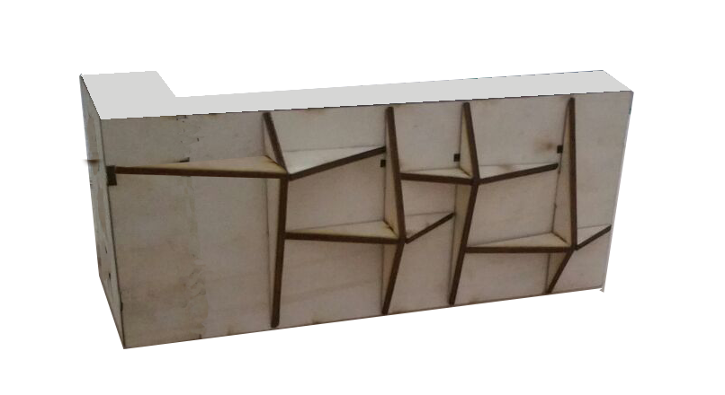 Modello della libreria in legno e metallo